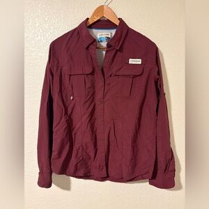 Magellan Outdoors Fishing Shirt Women’s M Maroon Button Down